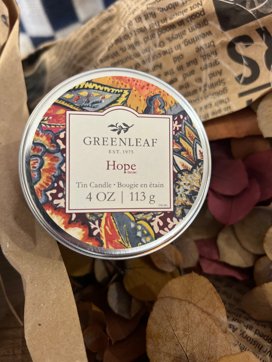Greenleaf Tin Candle