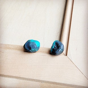 Natural Green Turquoise Stud Earrings