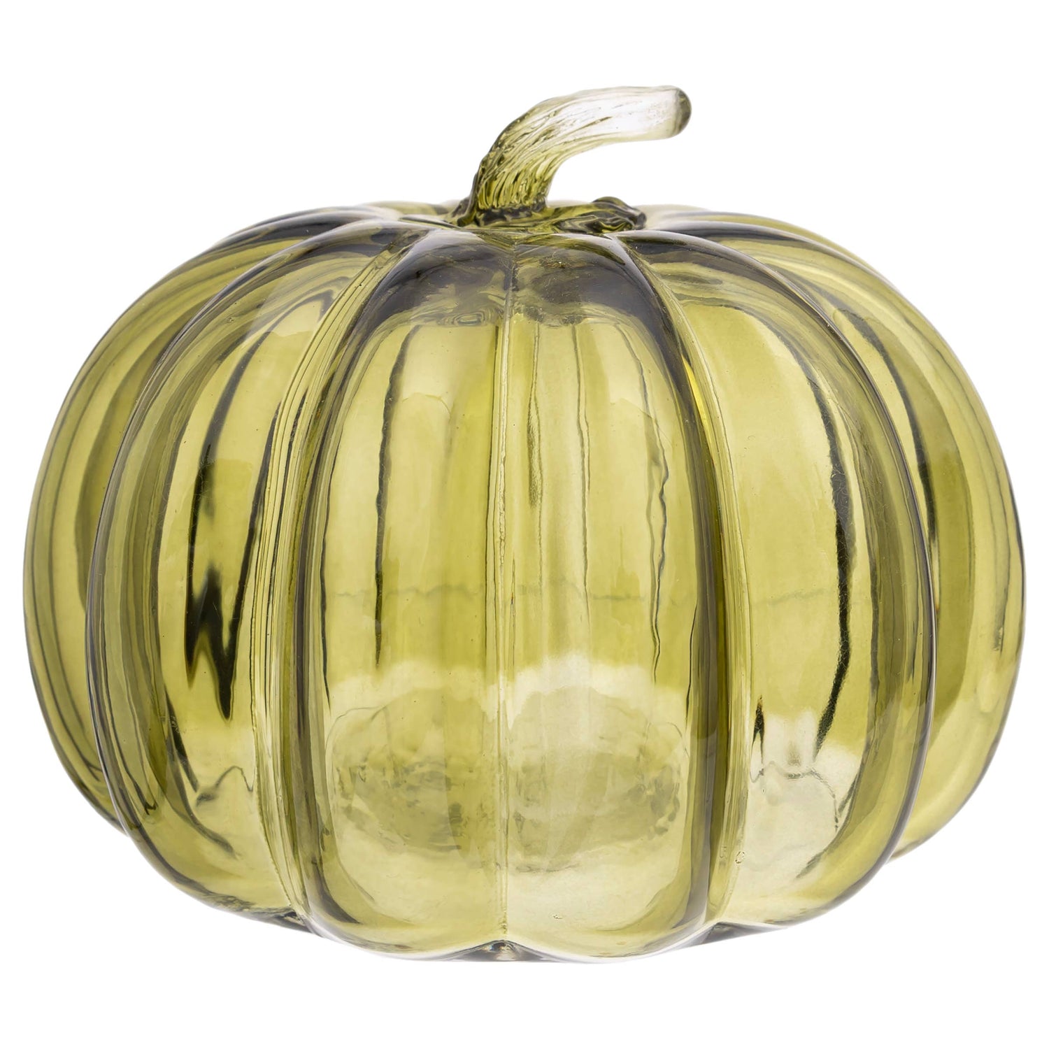 6.25" Olive Green Glass Pumpkin