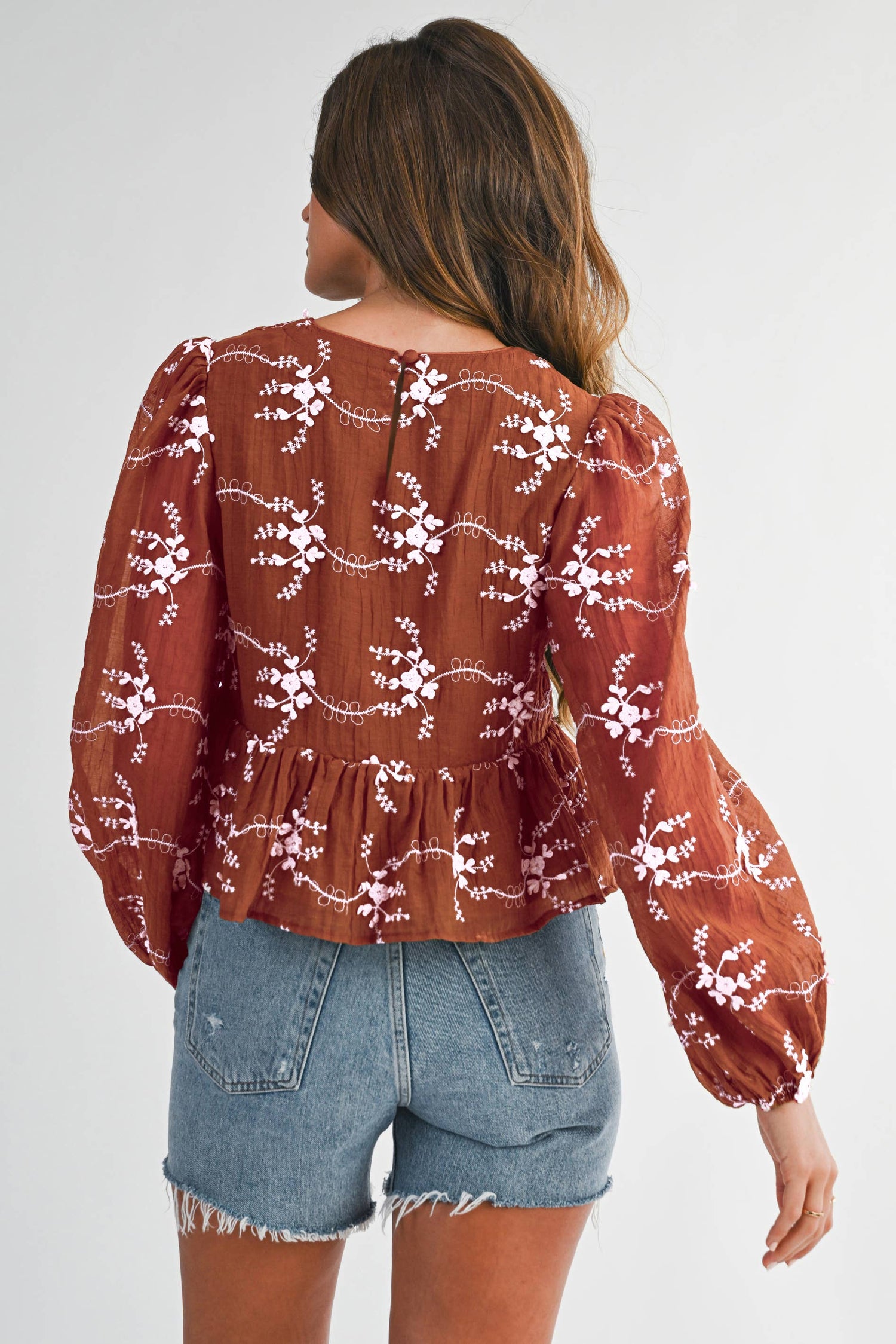 Scarlet Floral Embroidered Blouse