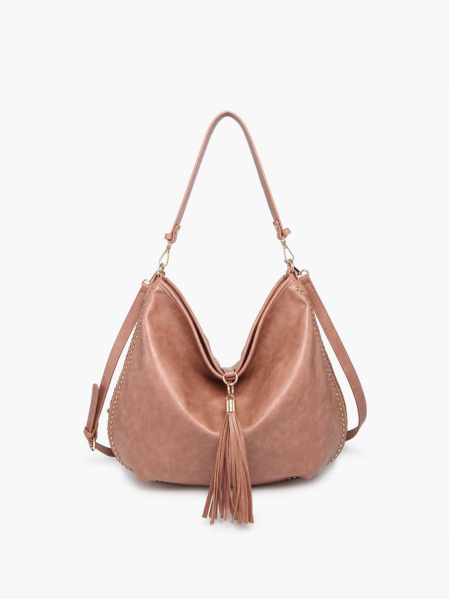 Demi Distressed Slouchy Hobo w/ Tassel