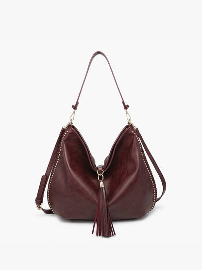 Demi Distressed Slouchy Hobo w/ Tassel