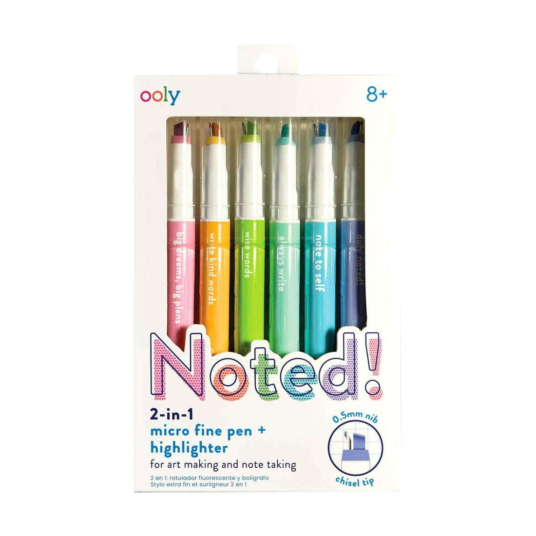 Noted! 2-in-1 Micro Fine Tip Pens &amp; Highlighters - Set of 6