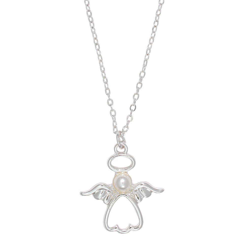 Silver Angel with Pearl Necklace