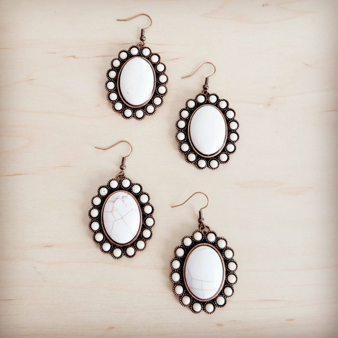 Victorian Oval Cabochon Drop Earrings