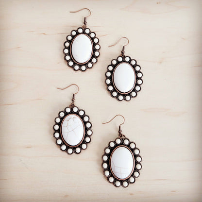Victorian Oval Cabochon Drop Earrings