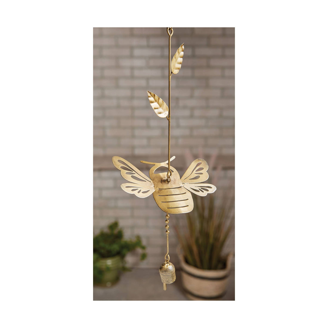 Honey Bee Wind Chime Antique Brass Iron