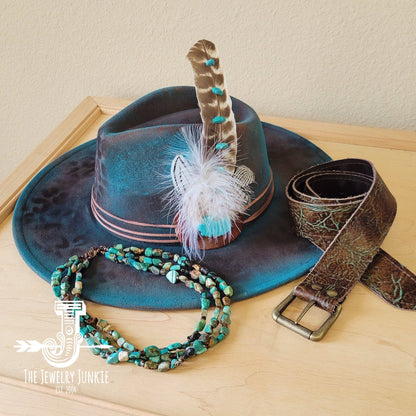 Genuine HuBei Turquoise &amp; Copper Triple Strand Necklace 259t