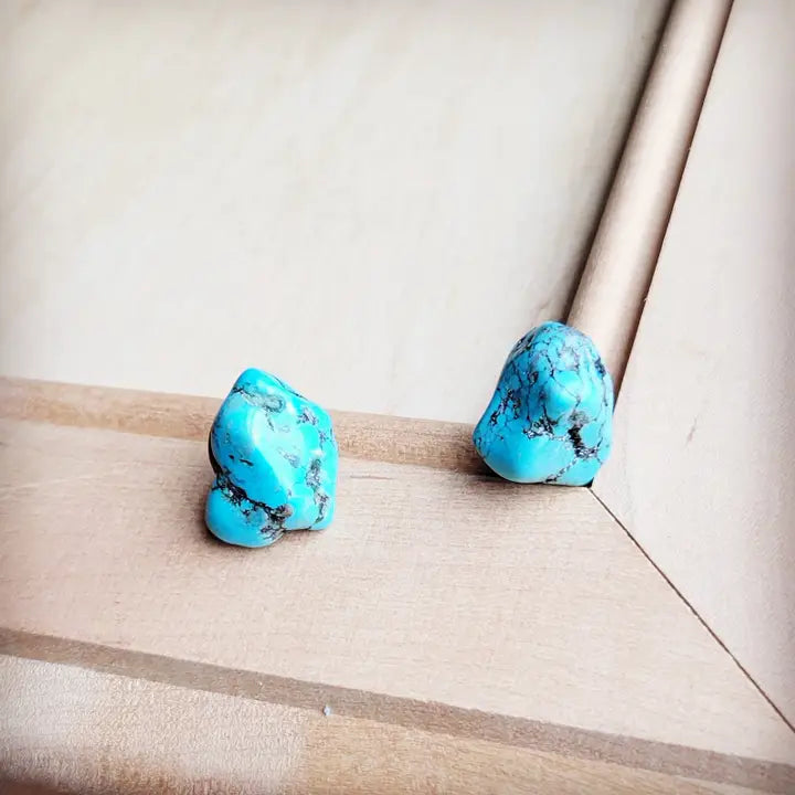 Blue Turquoise Stud Earrings