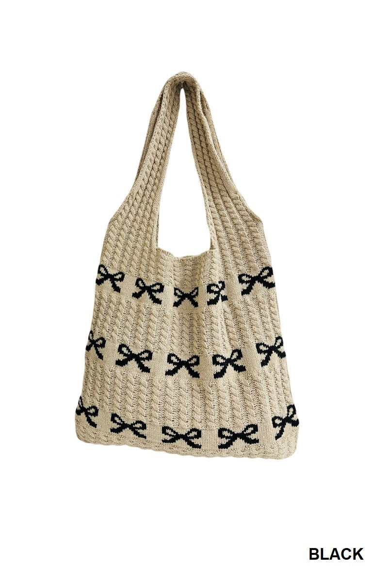 Bow Crochet Tote Bag
