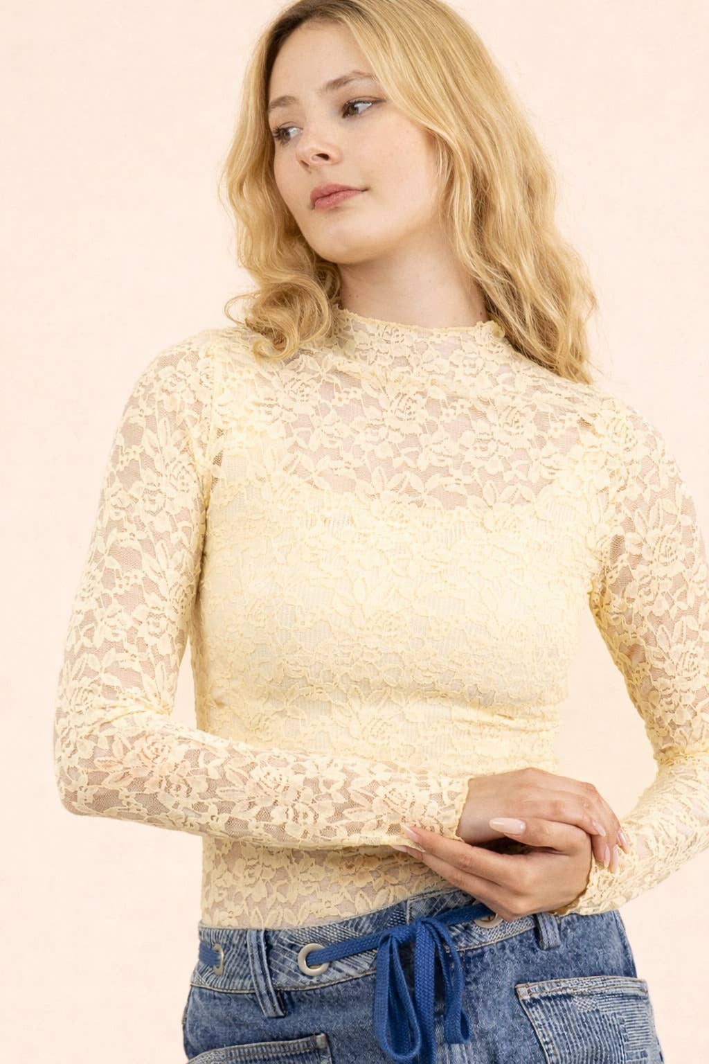 Meadow High Neck Mesh Lace Top