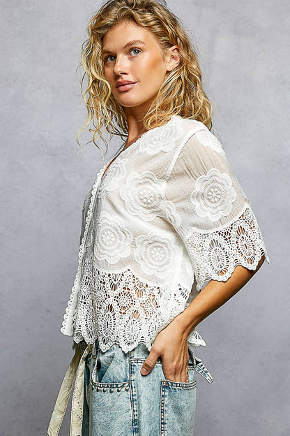 Annie Crochet Jacket Top