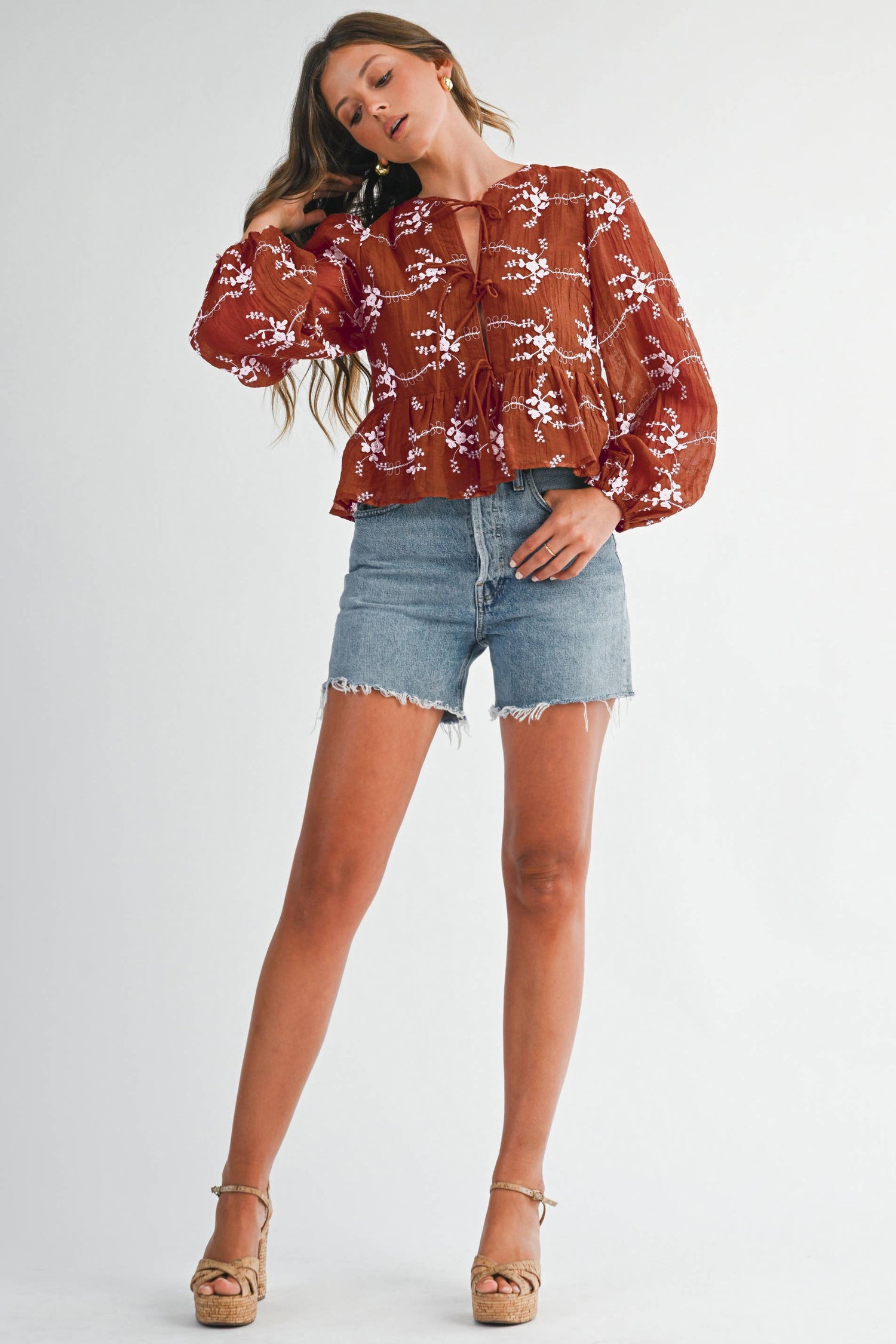 Scarlet Floral Embroidered Blouse