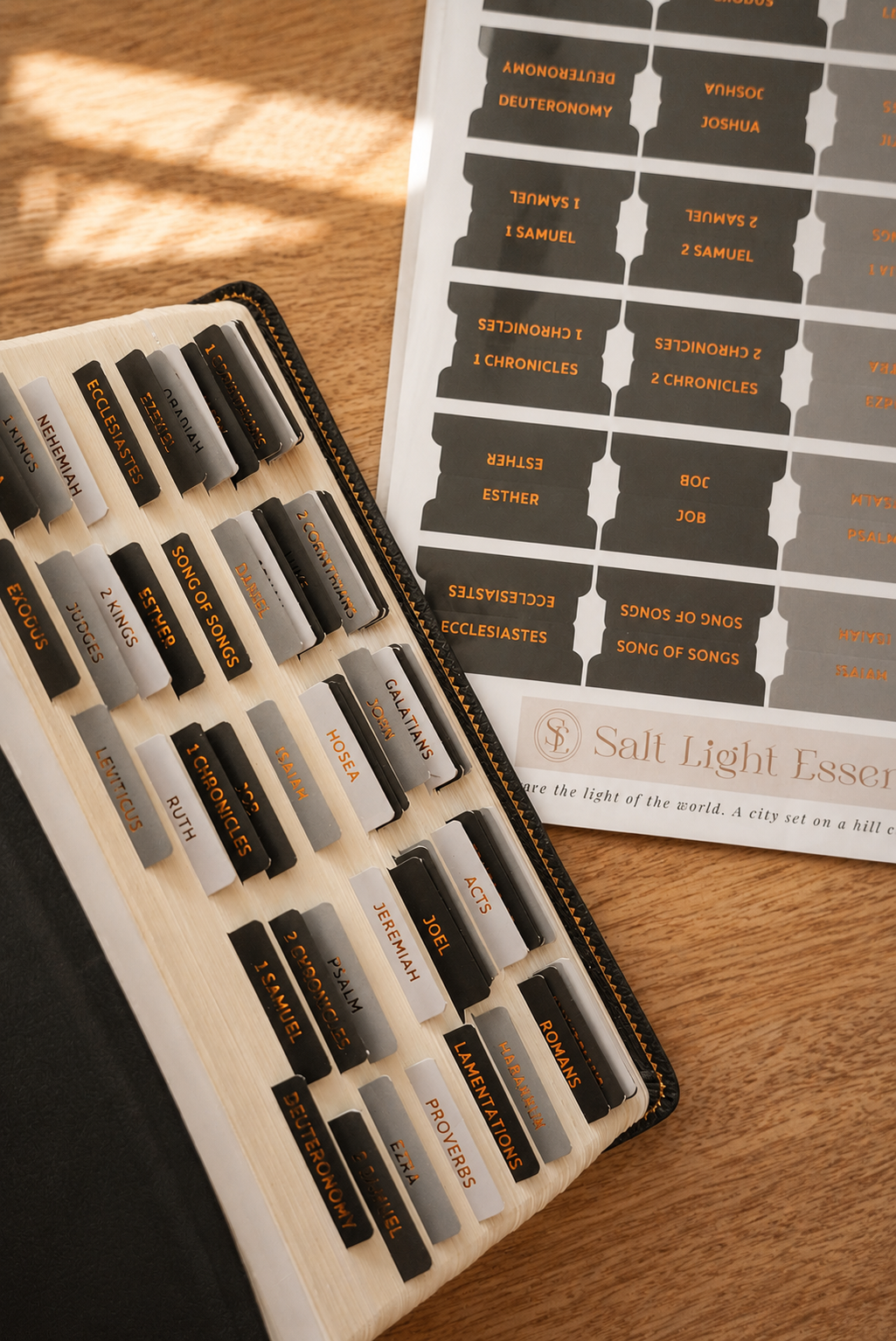 Bible Tabs — Black + Copper Foil