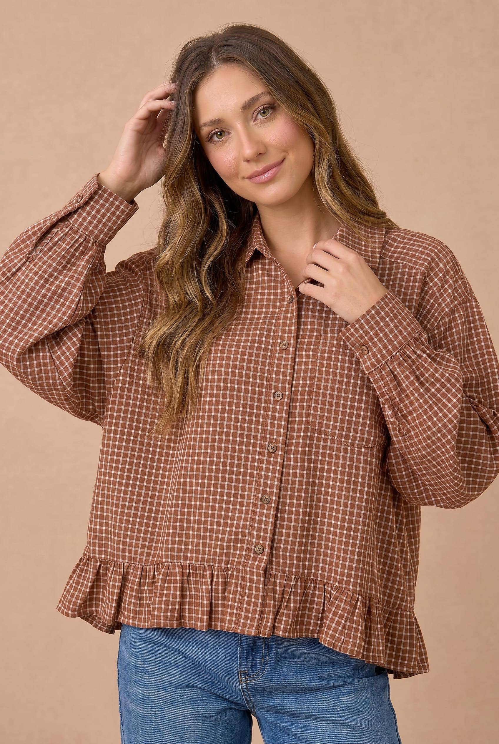 Bethany Button Down Babydoll Shirt
