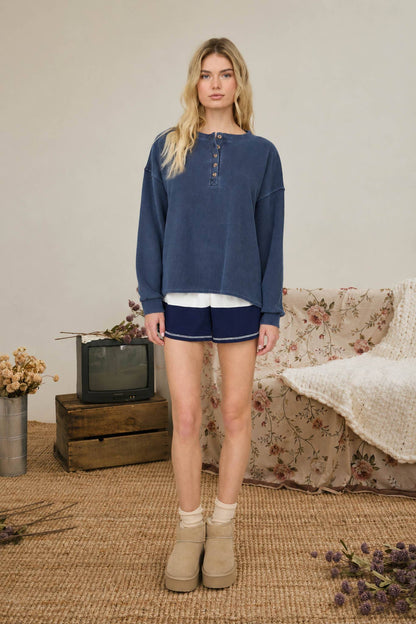 Juniper Ribbed Henley Sweater