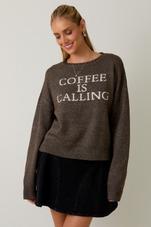 Coffee Is Calling Knit Sweater