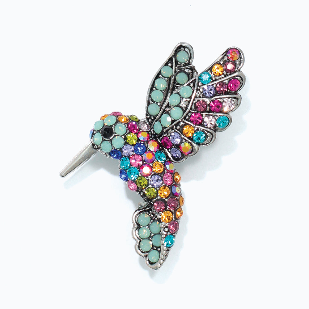 Colorful Crystal Hummingbird Brooch