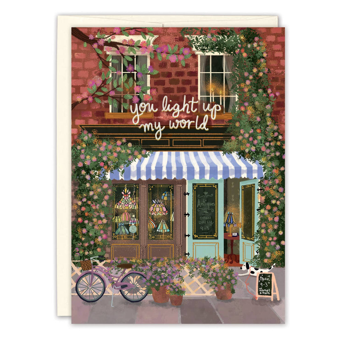 Antique Lamps You Light Up My World Anniversary Card