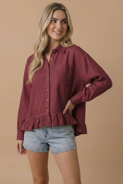 Solid Babydoll Peplum Shirt