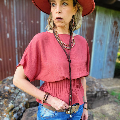 Triple Strand Layered Boho Earth Regalite Collar Necklace