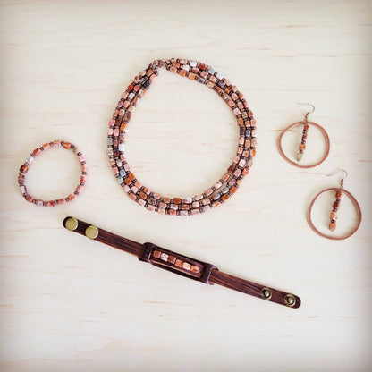 Triple Strand Layered Boho Earth Regalite Collar Necklace
