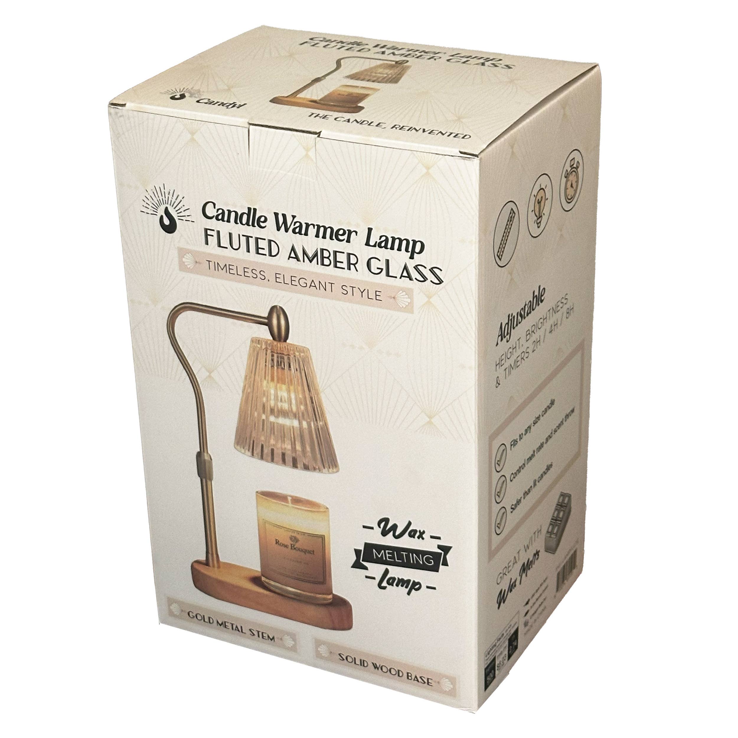 Candle Warmer Lamp with Fluted Amber Glass