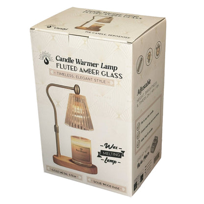 Candle Warmer Lamp with Fluted Amber Glass