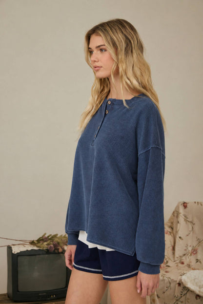Juniper Ribbed Henley Sweater