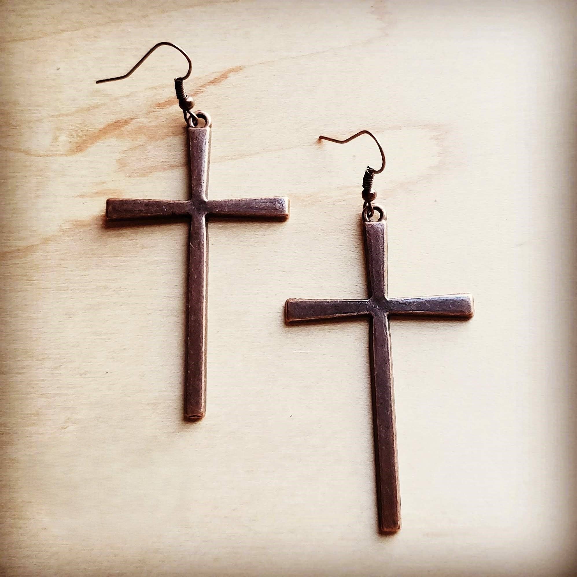 Copper Cross Earrings