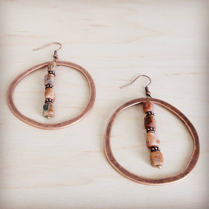 Western Copper Hoop Earrings w/ Earth Regalite