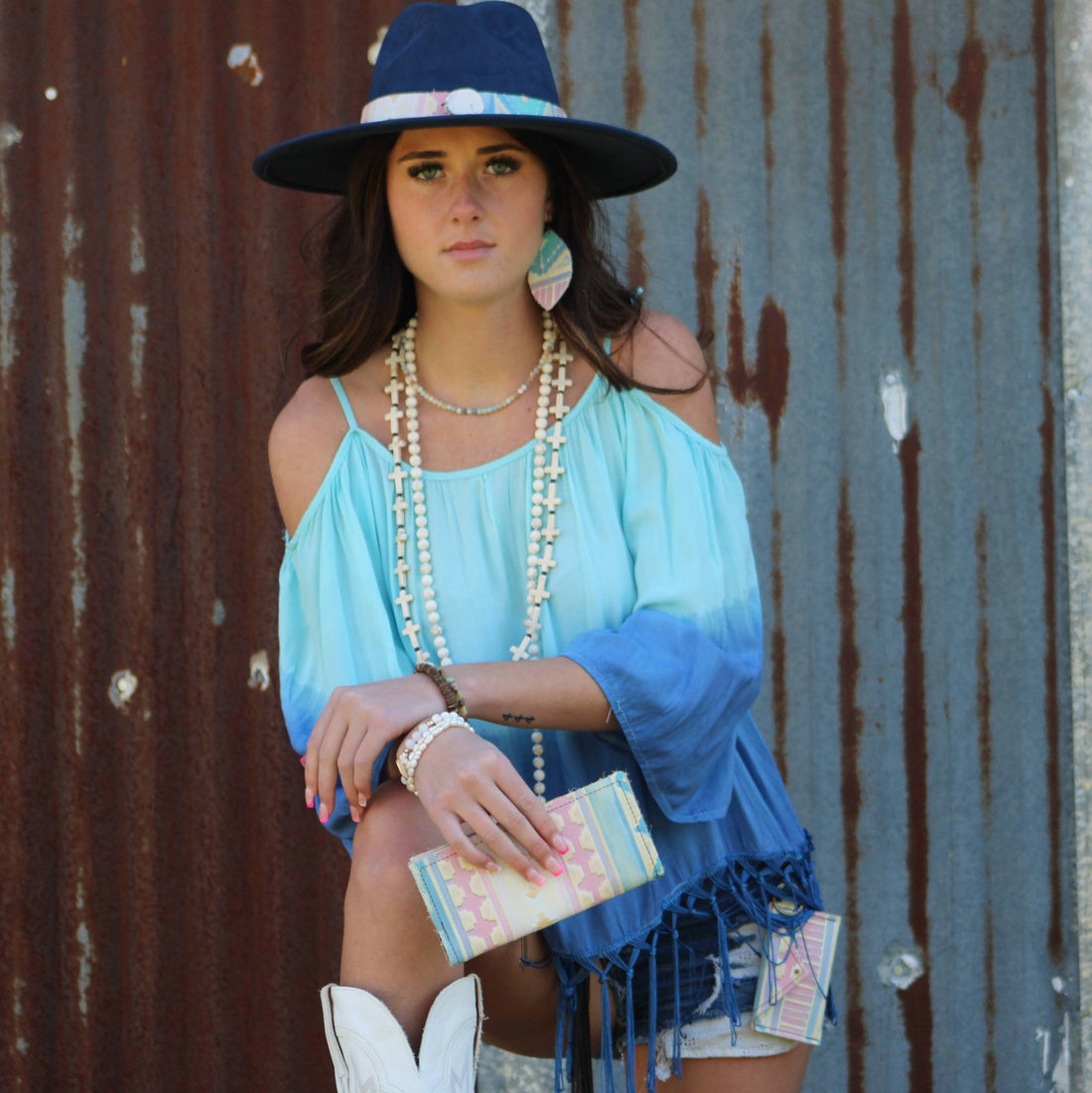 Frosted Amazonite Collar Length Beaded Necklace