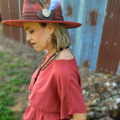 Western Copper Hoop Earrings w/ Earth Regalite