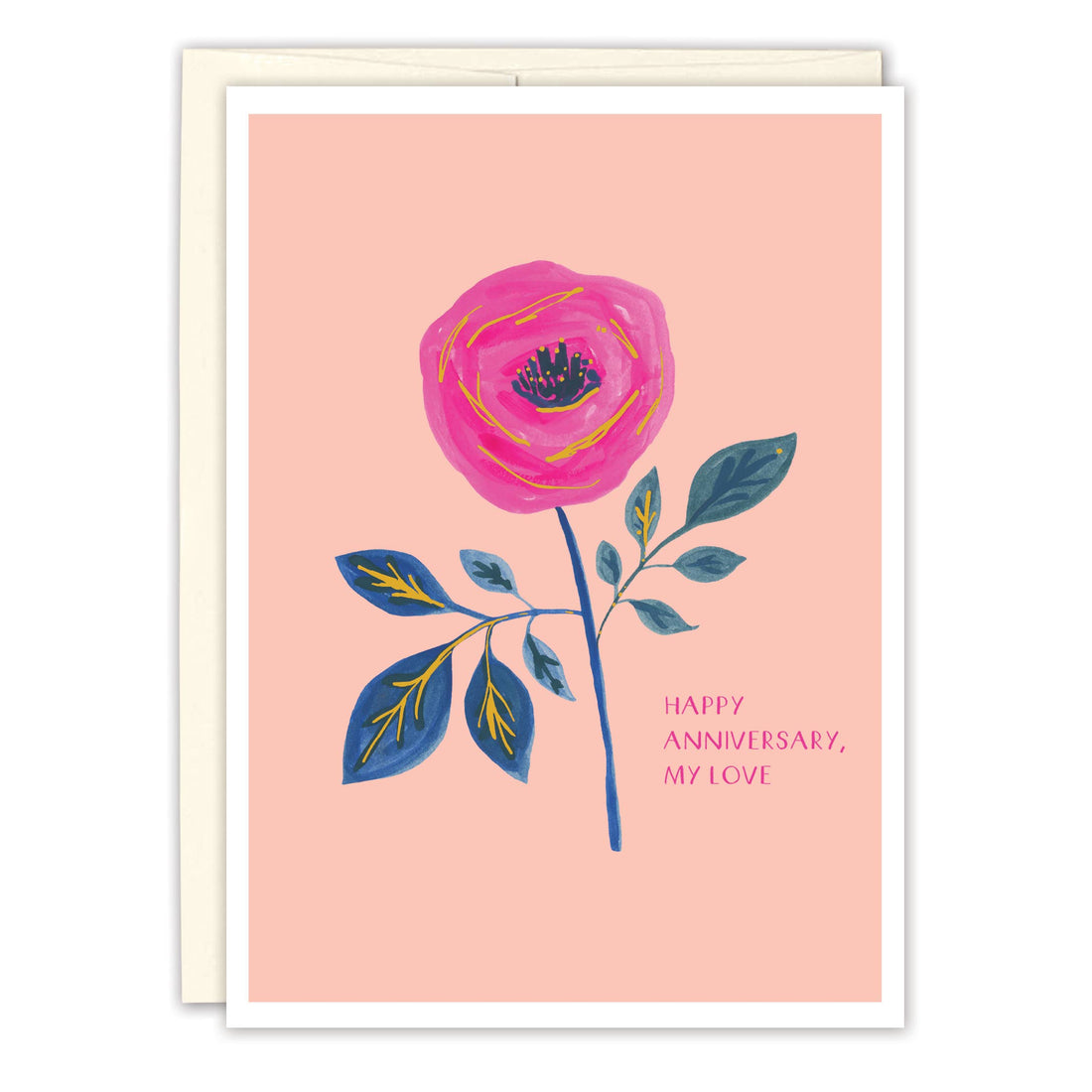 Pink Rose Anniversary Card