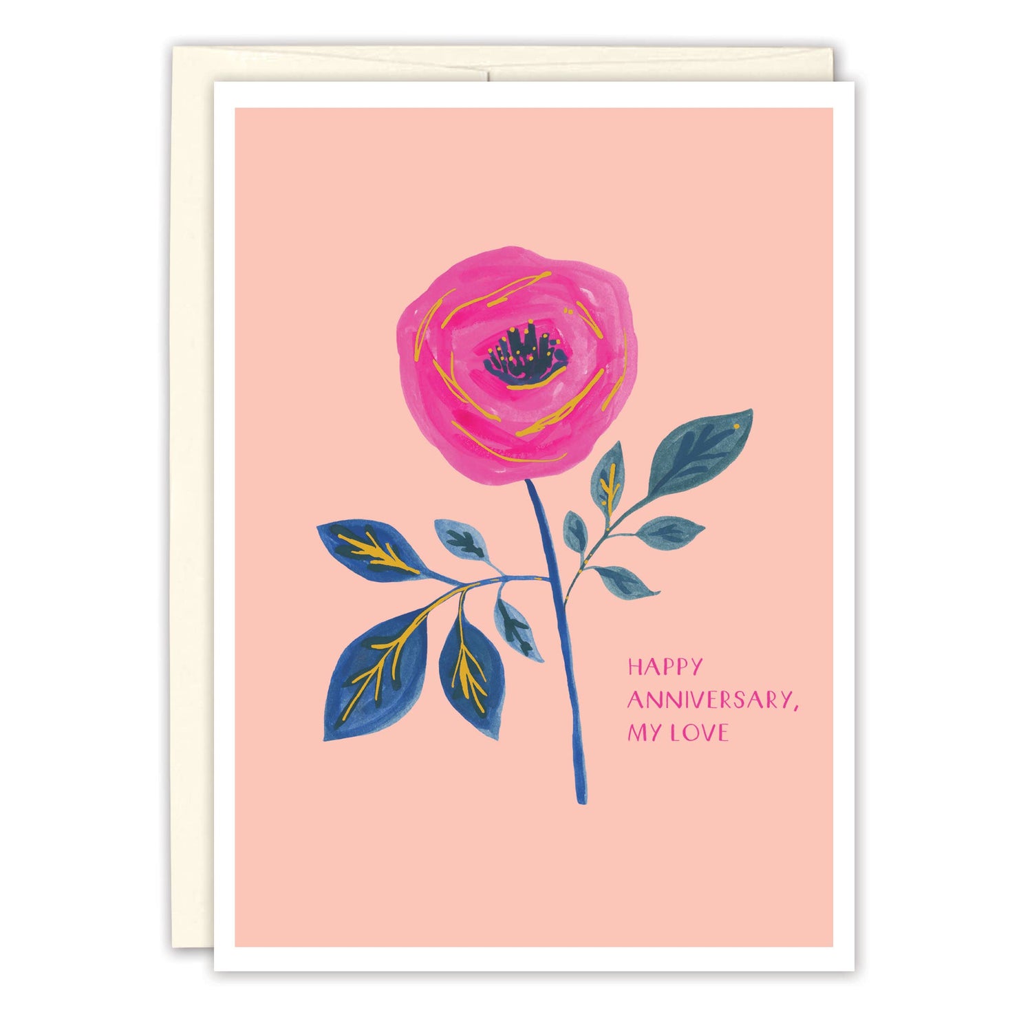 Pink Rose Anniversary Card