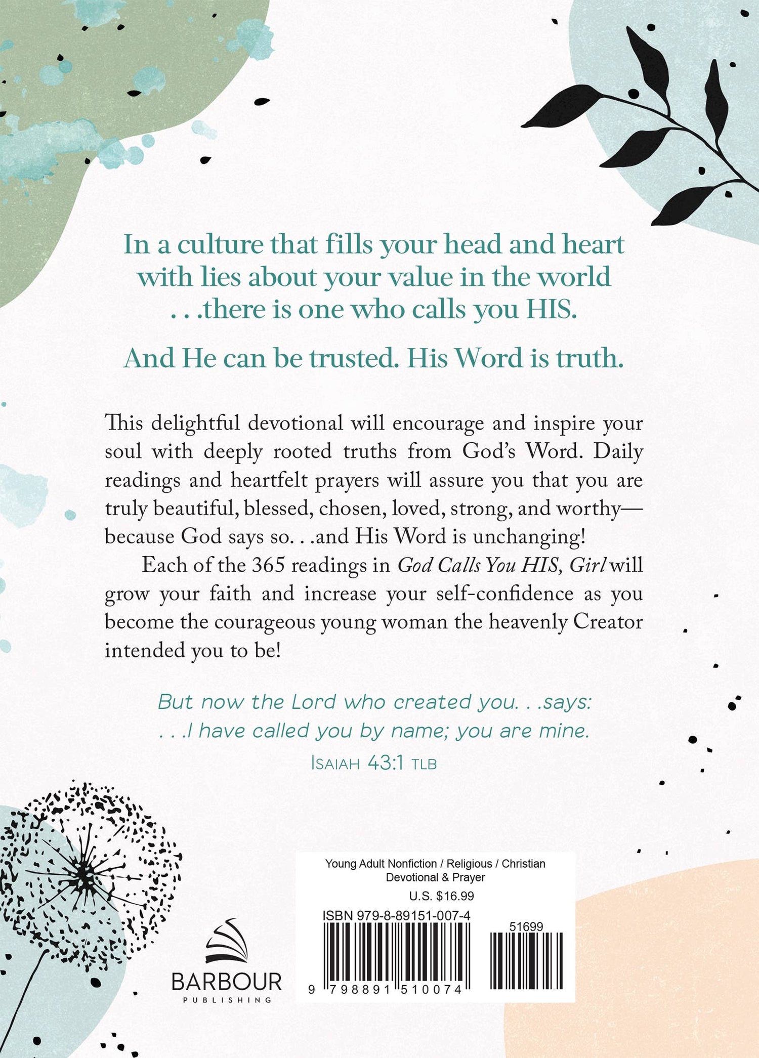 God Calls You HIS, Girl:Daily Devotions and Prayers for Teen