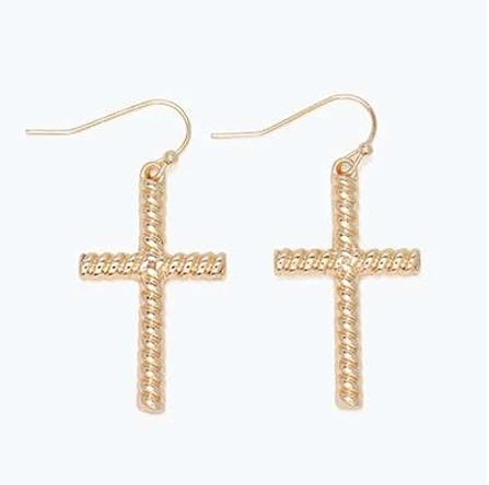 Earrings Gold Twisted Cross