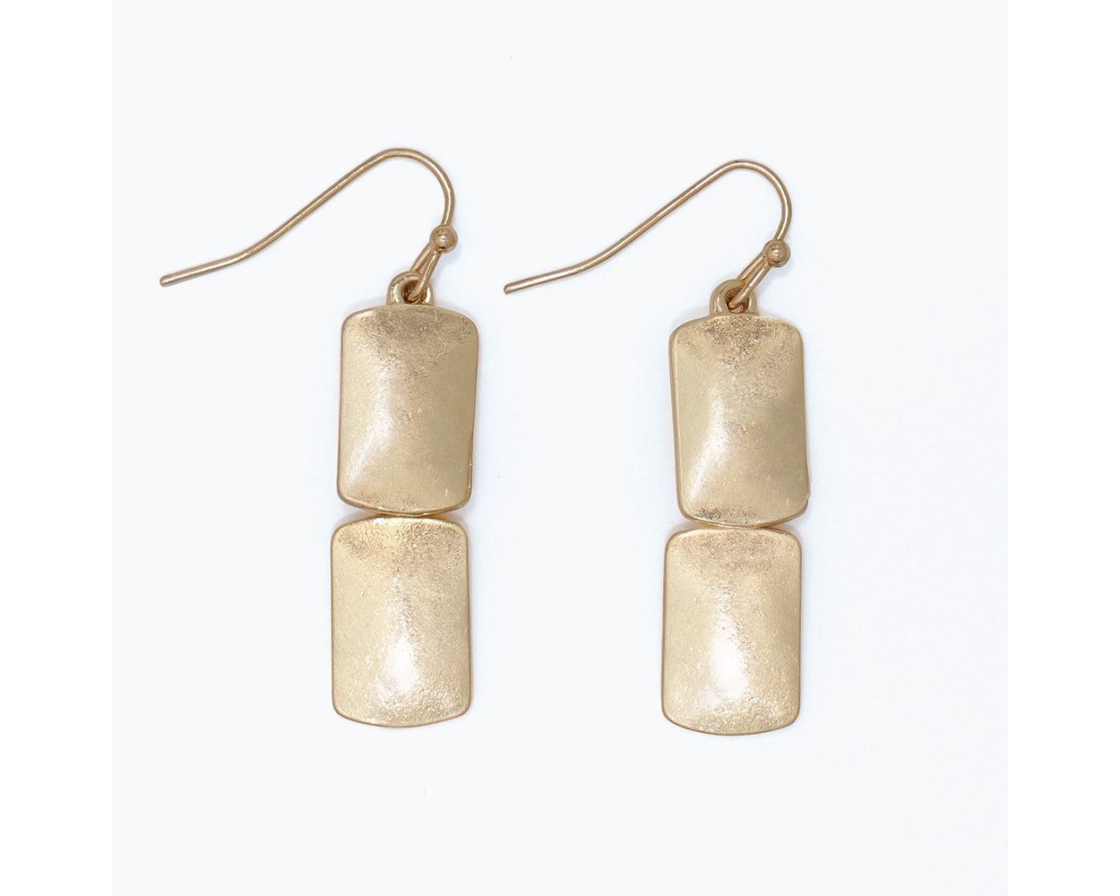 Earrings Burnished Gold Rectangles