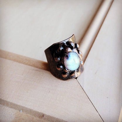 Labradorite Cuff Ring set in Antique Copper 012ee
