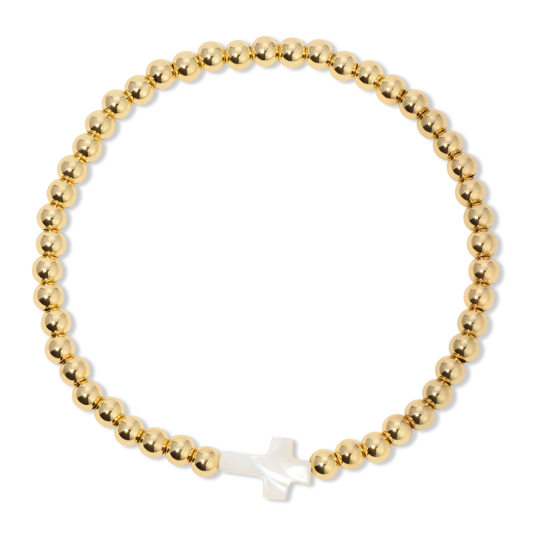 4mm Stretch Breaded Bracelet w/ Cross