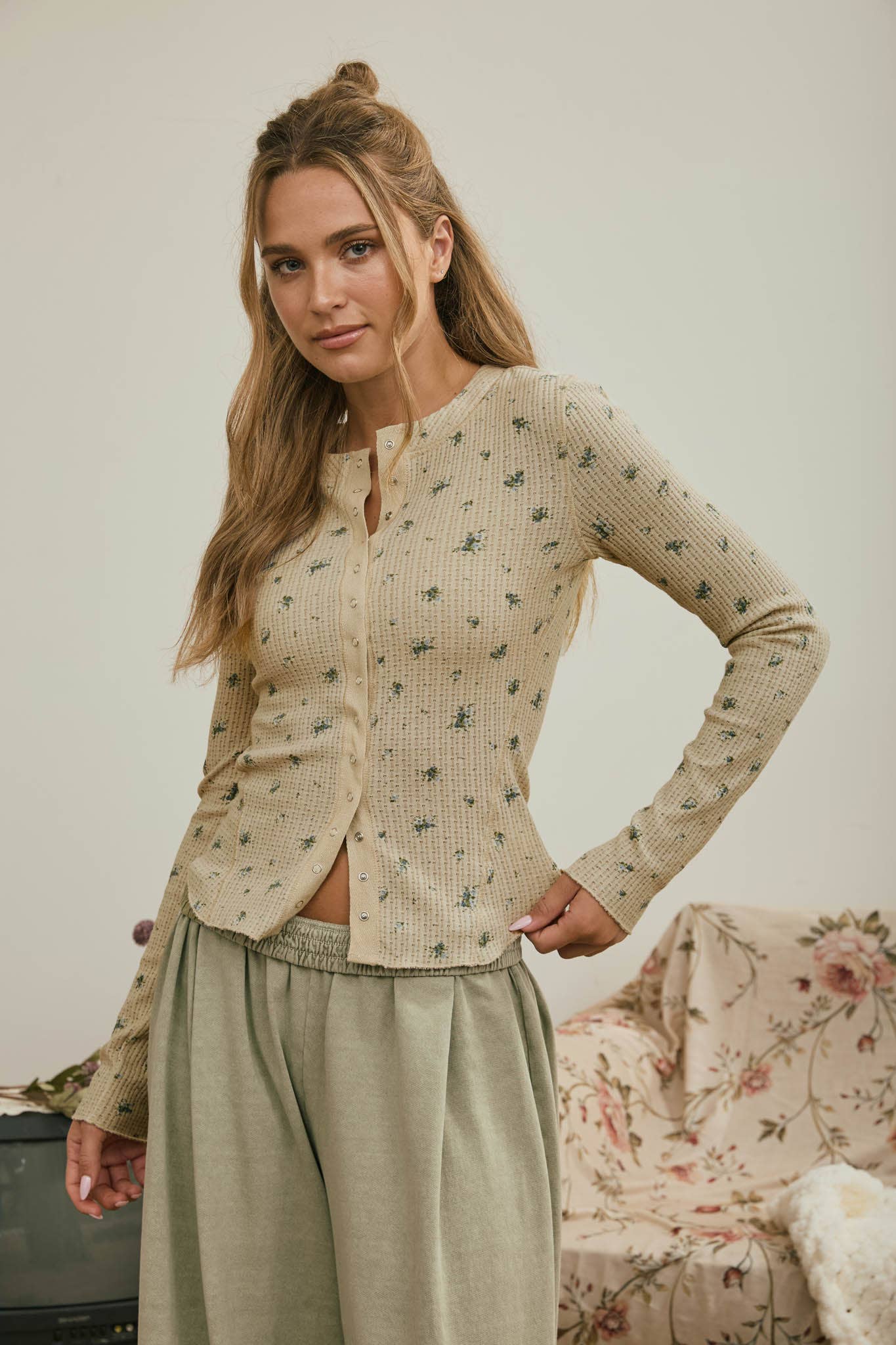 Meadow Floral Snap Front Long Sleeve