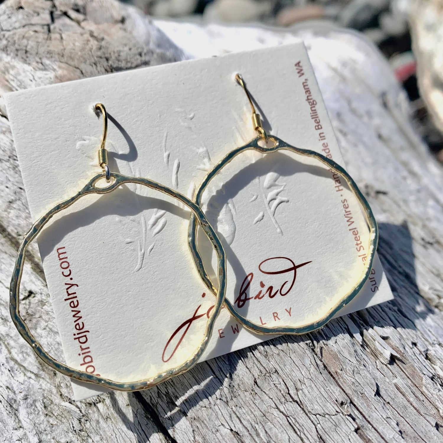 Medium Gold Hammered Hoops