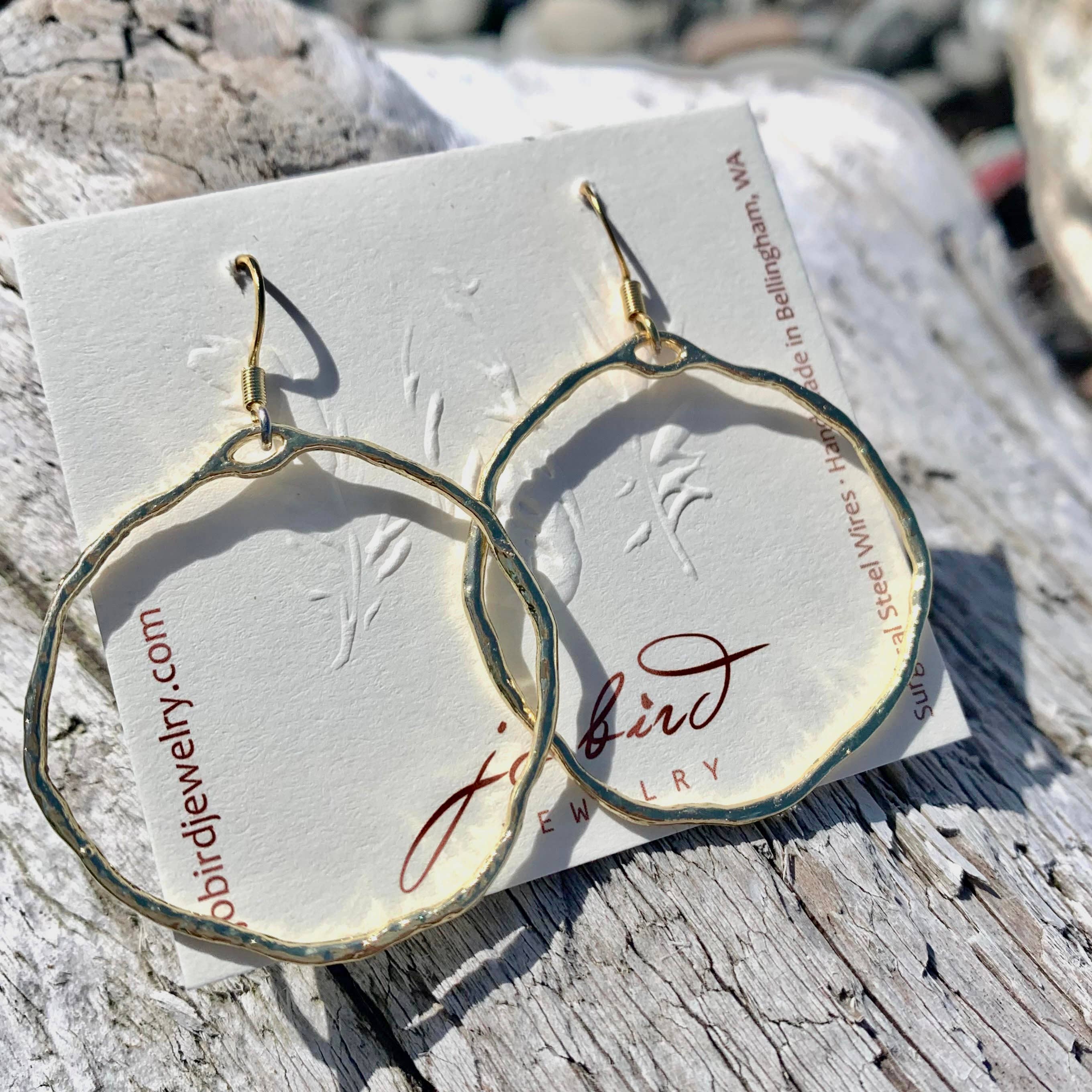Medium Gold Hammered Hoops