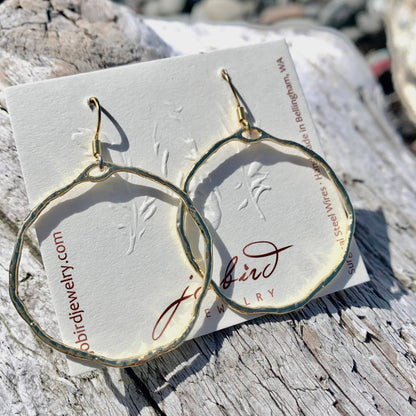 Medium Gold Hammered Hoops