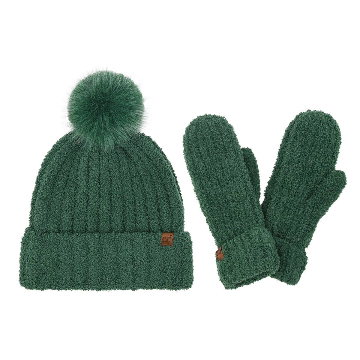 Cozy Yarn Hat and Mitten Set C.C Beanie