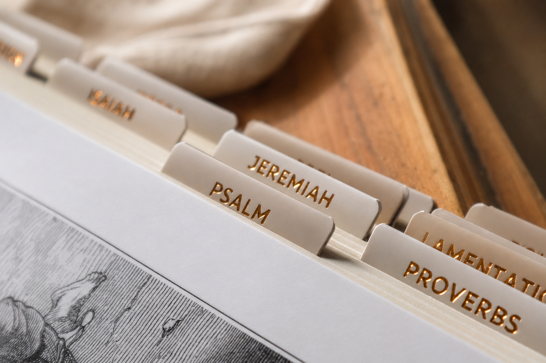 Bible Tabs — Sand + Copper Foil