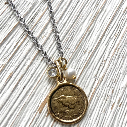 English Farthing coin necklace