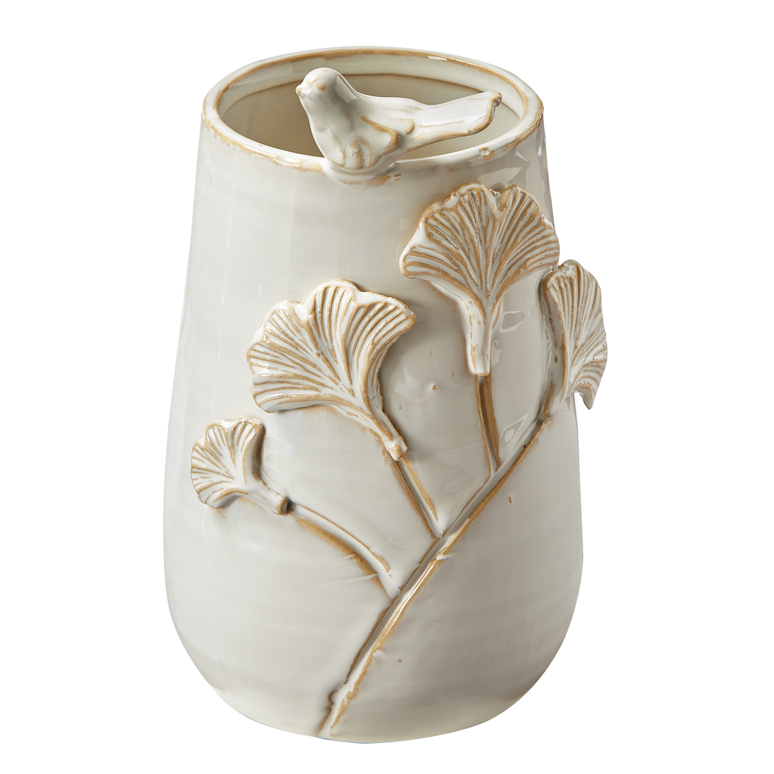 Sitting Bird Vase White Stoneware Spring