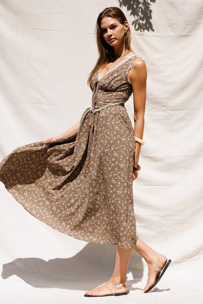 Ophelia Floral Midi Dres