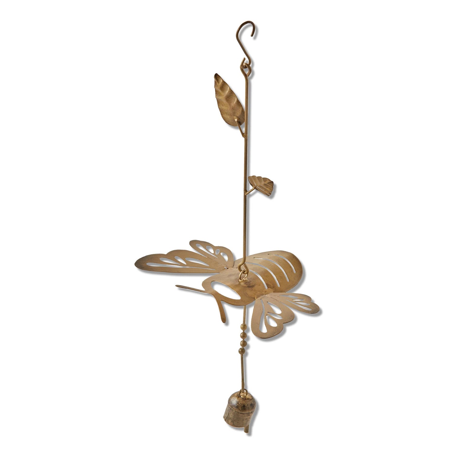 Honey Bee Wind Chime Antique Brass Iron